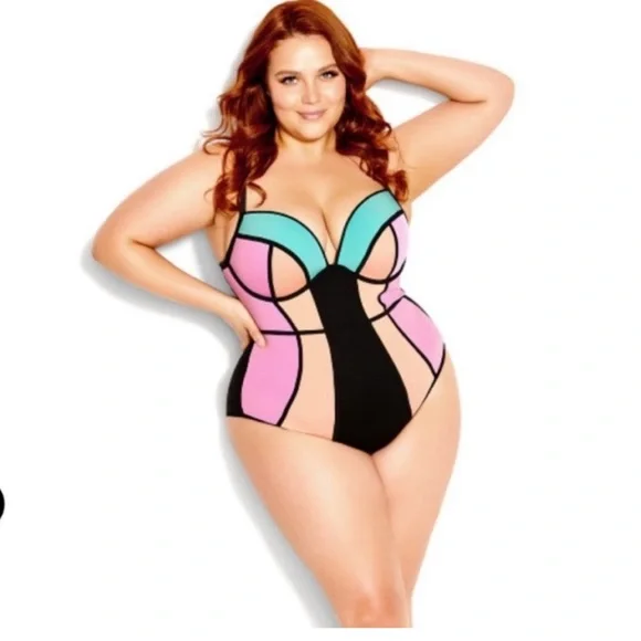 City Chic Multicolor One Piece Swimsuit - Picture 2 of 7
